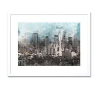 Artery8 Wall Art Print Seattle City Skyline Framed in White | Size: W7" x H9" Artery8 White W7" x H9"