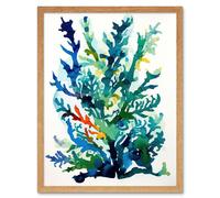 Artery8 Wall Art Print Seaweed Plant Abstract Folk Art Framed in Light Oak | Size: W12" x H16" Artery8 Light Oak W12" x H16"