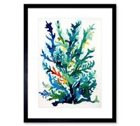 Artery8 Wall Art Print Seaweed Plant Abstract Folk Artwork Framed 9X7 Inch