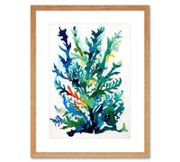 Artery8 Wall Art Print Seaweed Plant Abstract Folk Artwork Framed 9X7 Inch in Beige | Size: W7" x H9" Artery8 Beige W7" x H9"