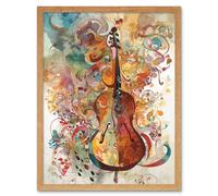 Artery8 Wall Art Print Sensory Sonata Violin Music Note Synesthesia Shapes & Colours Modern Watercolour Art Framed in Light Oak | Size: W12" x H16" Artery8 Light Oak W12" x H16"
