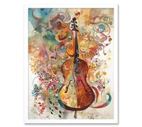 Artery8 Wall Art Print Sensory Sonata Violin Music Note Synesthesia Shapes & Colours Modern Watercolour Art Framed in White | Size: W12" x H16" Artery8 White W12" x H16"