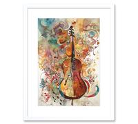 Artery8 Wall Art Print Sensory Sonata Violin Music Note Synesthesia Shapes & Colours Modern Watercolour Artwork Framed 9X7 Inch | Size: W7" x H9" Artery8 White W7" x H9"