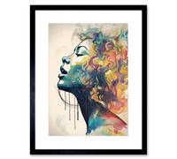 Artery8 Wall Art Print Sensual Woman Female Profile Portrait Soft Pastel Colour Modern Watercolour Painting Artwork Framed 9X7 Inch | Size: W7" x H9" Artery8 Black W7" x H9"