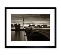 Artery8 Wall Art Print Sepia London Big Ben Art Framed 9X7 Inch