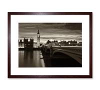 Artery8 Wall Art Print Sepia London Big Ben Art Framed 9x7 inch in Brown | Size: W7" x H9" Artery8 Brown W7" x H9"
