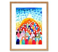 Artery8 Wall Art Print Sermon On The Mount Christian Folk Artwork Framed 9X7 Inch in Beige | Size: W7" x H9" Artery8 Beige W7" x H9"
