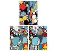 Artery8 Set of 3 Abstract Bubbles and Patterns Pop Artwork Blue Red Yellow Unframed Wall Art Living Room Poster Prints Pack