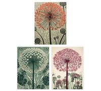 Artery8 Wall Art Print Set of 3 s Elegant Floral Allium Blooms Soft Pastel Room Decor 3 Pack Poster Living Room s | Size: A4 Artery8 Multicolor A4