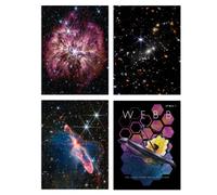 Artery8 Set of 4 NASA James Webb Space Telescope Deep Field Image Galaxies Supernova Stars Wall Art Living Room Prints Set 12x16 Inch, Black