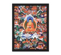 Artery8 Wall Art Print Shakyamuni Buddha Avadana Legend Painting Royal Historic Large Framed Wall Décor Art in White | Size: W18" x H24" Artery8 White W18" x H24"