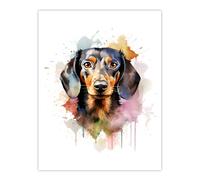 Artery8 Shorthaired Dachshund Lovers Gift Watercolour Pet Portrait Painting Artwork Extra Large XL Wall Art Poster Print