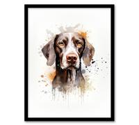 Artery8 Wall Art Print Shorthaired German Pointer Lovers Gift Watercolour Pet Portrait Painting Artwork Art Framed | Size: W12" x H16" Artery8 Multicolor W12" x H16"