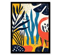 Artery8 Wall Art Print Simple Abstract Landscape Plants & Dinosaur Art Framed Poster in Black | Size: A4 Artery8 Black A4