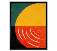 Artery8 Wall Art Print Simple Bold Abstract Modern Painting Teal Mustard Coral Black Art Framed | Size: W12" x H16" Artery8 Black W12" x H16"