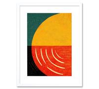 Artery8 Wall Art Print Simple Bold Abstract Modern Painting Teal Mustard Coral Black Artwork Framed 9X7 Inch in White | Size: W7" x H9" Artery8 White W7" x H9"