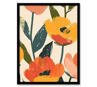 Artery8 Simple Spring Flower Blooms Bright Painting For Living Room Artwork Framed Wall Art Print A4