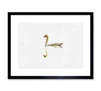 Artery8 Wall Art Print Simple Swan Reflection Artwork Framed 9X7 Inch
