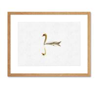 Artery8 Wall Art Print Simple Swan Reflection Artwork Framed 9X7 Inch in Beige | Size: W7" x H9" Artery8 Beige W7" x H9"
