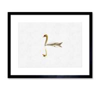 Artery8 Wall Art Print Simple Swan Reflection Artwork Framed 9X7 Inch in Black | Size: W7" x H9" Artery8 Black W7" x H9"