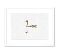 Artery8 Wall Art Print Simple Swan Reflection Artwork Framed 9X7 Inch in White | Size: W7" x H9" Artery8 White W7" x H9"