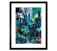 Artery8 Wall Art Print Singapore Forest Cityscape Modern Bold Landscape Artwork Framed 9X7 Inch in Black | Size: W7" x H9" Artery8 Black W7" x H9"