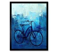 Artery8 Wall Art Print Single Blue Bicycle Modern Art Framed in Black | Size: W12" x H16" Artery8 Black W12" x H16"