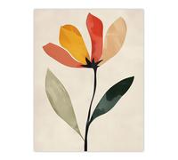 Artery8 Wall Art Print Single Flower Simple Abstract Bright Painting Poster in Beige | Size: W12" x H16" Artery8 Beige W12" x H16"