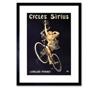 Artery8 Wall Art Print Sirius Cycles France Vintage Artwork Framed 9X7 Inch in Black | Size: W7" x H9" Artery8 Black W7" x H9"