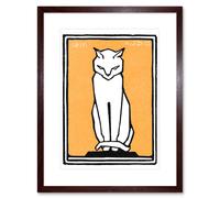 Artery8 Wall Art Print Sitting Cat 1916 Julie De Graag Art Framed 9x7 inch in Brown | Size: W7" x H9" Artery8 Brown W7" x H9"