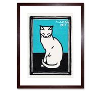 Artery8 Wall Art Print Sitting Cat Julie de Graag Art Framed 9x7 inch in Brown | Size: W7" x H9" Artery8 Brown W7" x H9"