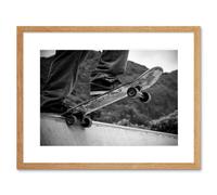 Artery8 Wall Art Print Skateboarder Halfpipe Drop Framed in Beige | Size: W7" x H9" Artery8 Beige W7" x H9"