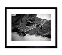 Artery8 Wall Art Print Skateboarder Halfpipe Drop Framed in Black | Size: W7" x H9" Artery8 Black W7" x H9"