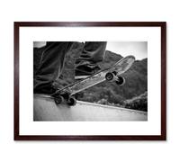 Artery8 Wall Art Print Skateboarder Halfpipe Drop Framed in Brown | Size: W7" x H9" Artery8 Brown W7" x H9"