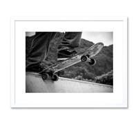 Artery8 Wall Art Print Skateboarder Halfpipe Drop Framed in White | Size: W7" x H9" Artery8 White W7" x H9"