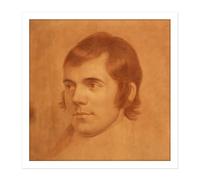 Artery8 Wall Art Print Skirving Portrait Scottish Poet Robert Burns Drawing Square Framed Picture 16X16 Inch in White | Size: W16" x H16" Artery8 White W16" x H16"