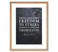 Artery8 Wall Art Print Slate Quote Abraham Lincoln Deny Freedom Artwork Framed 9X7 Inch in Beige | Size: W7" x H9" Artery8 Beige W7" x H9"