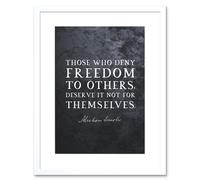 Artery8 Wall Art Print Slate Quote Abraham Lincoln Deny Freedom Artwork Framed 9X7 Inch in White | Size: W7" x H9" Artery8 White W7" x H9"