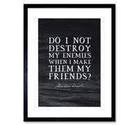 Artery8 Wall Art Print Slate Quote Abraham Lincoln Destroy Enemies Artwork Framed 9X7 Inch