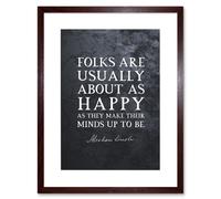 Artery8 Wall Art Print Slate Quote Abraham Lincoln Folks Happy Artwork Framed 9X7 Inch in Brown | Size: W7" x H9" Artery8 Brown W7" x H9"
