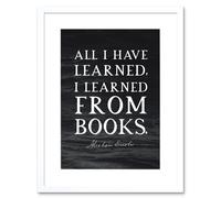 Artery8 Wall Art Print Slate Quote Abraham Lincoln Learned From Books Artwork Framed 9X7 Inch in White | Size: W7" x H9" Artery8 White W7" x H9"