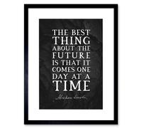 Artery8 Wall Art Print Slate Quote Abraham Lincoln The Future Artwork Framed 9X7 Inch in Black | Size: W7" x H9" Artery8 Black W7" x H9"