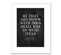 Artery8 Wall Art Print Slate Quote Benjamin Franklin Dogs Fleas Artwork Framed 9X7 Inch in White | Size: W7" x H9" Artery8 White W7" x H9"