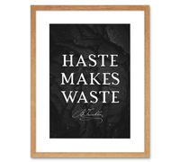 Artery8 Wall Art Print Slate Quote Benjamin Franklin Haste Makes Waste Artwork Framed 9X7 Inch in Beige | Size: W7" x H9" Artery8 Beige W7" x H9"