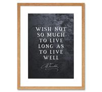 Artery8 Wall Art Print Slate Quote Benjamin Franklin Live Well Artwork Framed 9X7 Inch in Beige | Size: W7" x H9" Artery8 Beige W7" x H9"