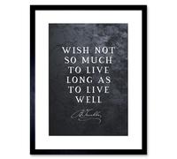 Artery8 Wall Art Print Slate Quote Benjamin Franklin Live Well Artwork Framed 9X7 Inch in Black | Size: W7" x H9" Artery8 Black W7" x H9"