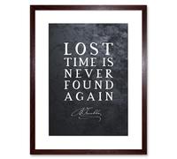 Artery8 Wall Art Print Slate Quote Benjamin Franklin Lost Time Artwork Framed 9X7 Inch in Brown | Size: W7" x H9" Artery8 Brown W7" x H9"