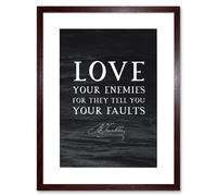 Artery8 Wall Art Print Slate Quote Benjamin Franklin Love Your Enemies Artwork Framed 9X7 Inch in Brown | Size: W7" x H9" Artery8 Brown W7" x H9"