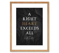 Artery8 Wall Art Print Slate Quote Benjamin Franklin Right HeArtwork Framed 9X7 Inch in Beige | Size: W7" x H9" Artery8 Beige W7" x H9"