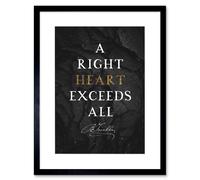 Artery8 Wall Art Print Slate Quote Benjamin Franklin Right HeArtwork Framed 9X7 Inch in Black | Size: W7" x H9" Artery8 Black W7" x H9"